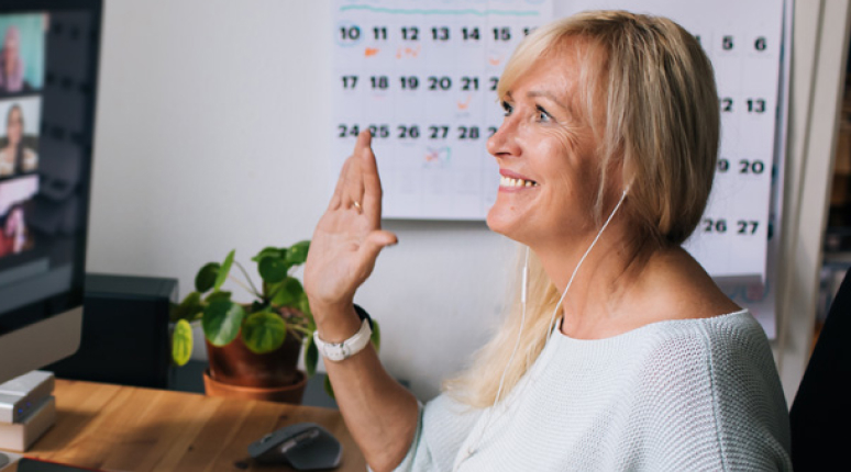 Woman in online meeting